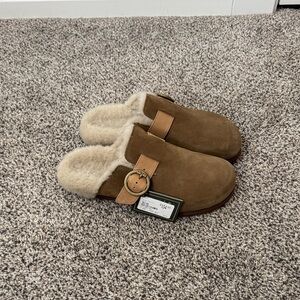 Ariat Brown Suede Shearling Clogs